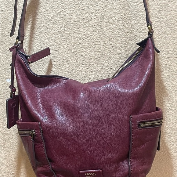 Fossil 1954  Maroon leather crossbody bag - Picture 14 of 14